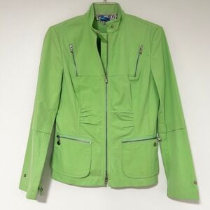Y2K‎ CARLISLE Lime Green Cotton Blend Zipper Front Jacket Women US Size 2